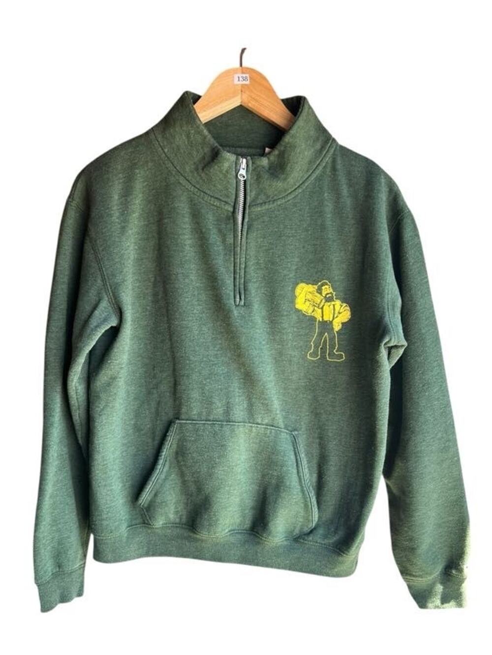 Vintage Humbodlt University 1/4 Zip Pocket Sweatshirt Olive Green Size Medium